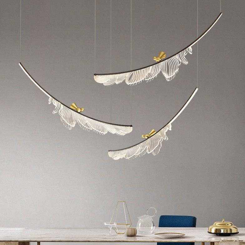 极简新款后现代羽毛线条客厅别墅艺术个性北欧极简餐厅设计师装饰,家装灯饰光源,酒店/宴会厅/餐饮吊灯,淘宝优惠券,粉丝福利购,淘宝优惠卷