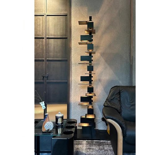 极简taliesin法式流水别墅落地灯台灯设计师客厅木雕侘寂风复古装