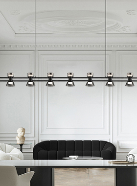 极简新款现代极简餐厅吊灯简约吧台全铜创意设计师黑色玻璃北欧岛