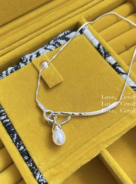 淡水珍珠925银盒子链项链女