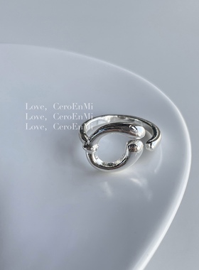 CeroEnMi 清冷风弧形圆环电镀简约大气时髦百搭开口戒指女