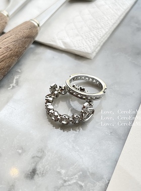 铜镀k金星球排钻戒指女