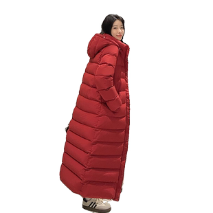 olleenuka冬90白鹅绒羽绒服女超长款过膝到脚踝加长加厚超大毛领