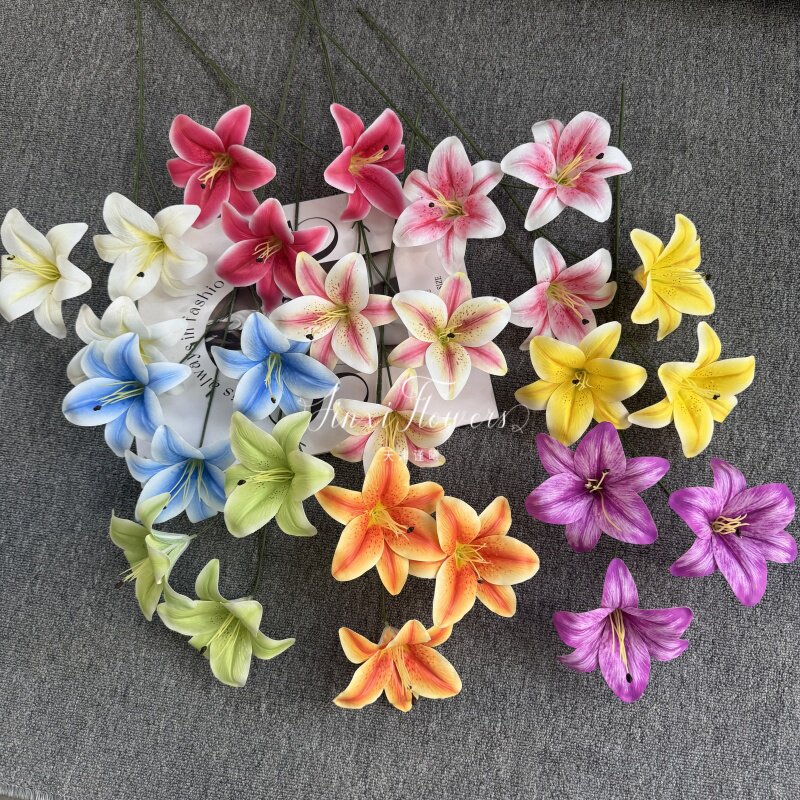 婚庆仿真3D百合婚礼布置装饰绢花花材舞台背景插花花艺拱门假花