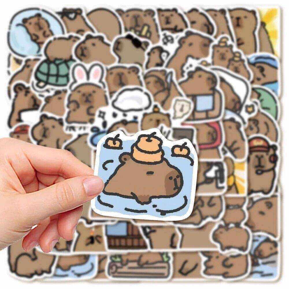 卡通可爱卡皮巴拉贴纸水豚手帐