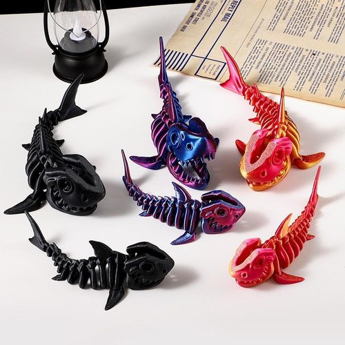 3D打印骨鲨鱼玩具关节可动夜光仿真动物模型儿童创意礼物摆件手办