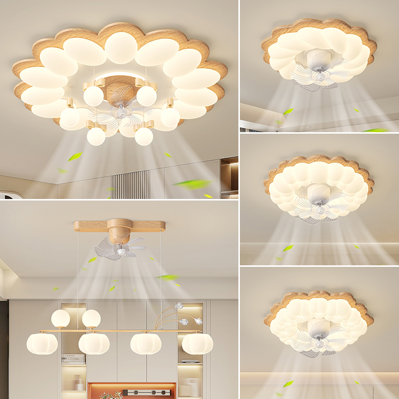 2025新中式简约客厅灯房间灯餐厅卧室灯灯具复古吸顶灯摇头风扇灯