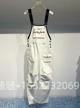 RUIFAN-2025春专柜正品白色牛仔背带裤RL11311056-1699