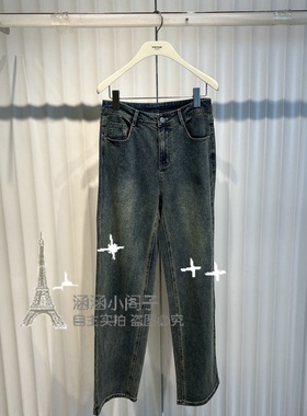 RB家2024年秋新款专柜正品高腰直筒修身牛仔长裤6L31K61382-639