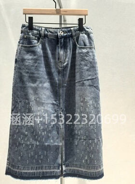 香家专柜正品2025年夏季新款蓝色牛仔裙半身裙A50332957011-659