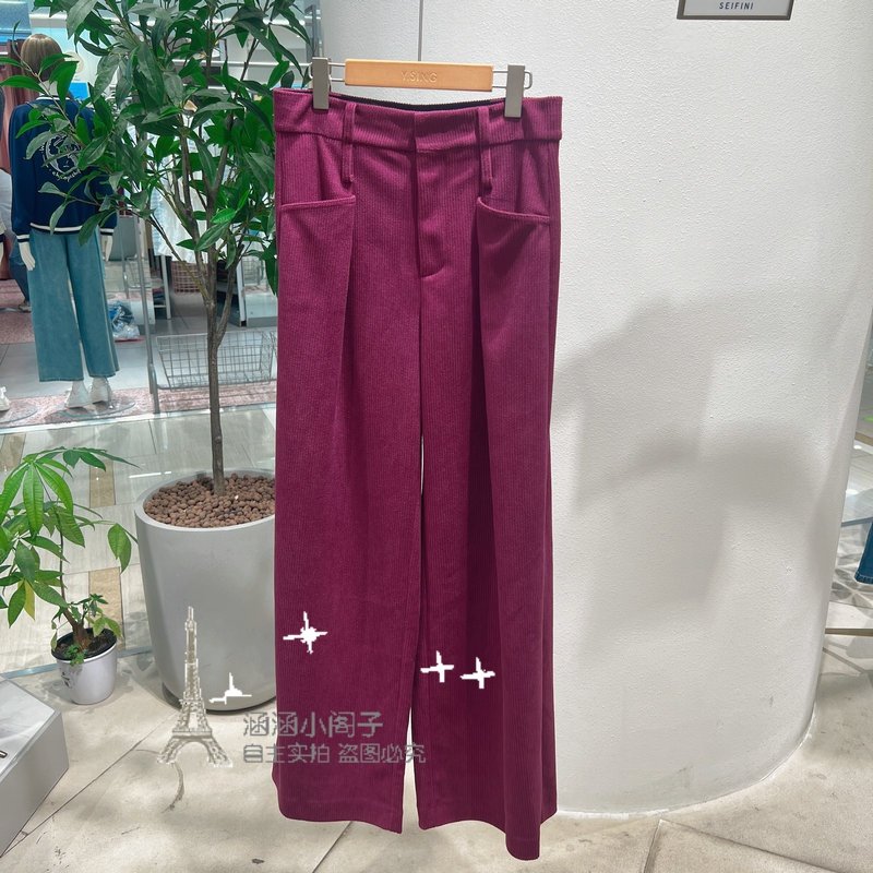 SING衣香家2025冬装专柜正品时尚玫红灯芯绒阔腿裤150936101-699,女装/女士精品,休闲裤,淘宝优惠券,粉丝福利购,淘宝优惠卷