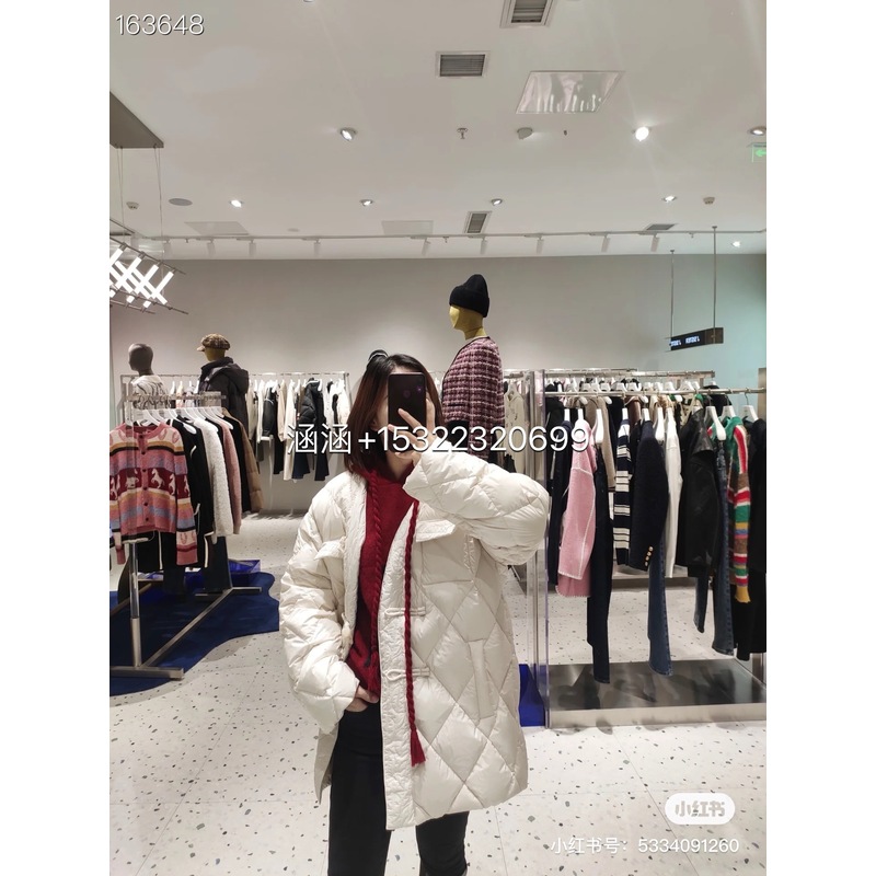 jsister冬季新品JS专柜正品米白菱格纹羽绒服棉服S340208703-2090