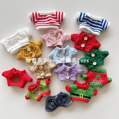 17cm拉布布公仔衣服labubu搪胶挂件娃衣鞋子帽子背带裤相机配饰