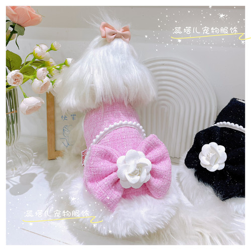狗狗衣服秋冬泰迪比熊博美雪纳瑞小型犬宠物猫咪加绒公主裙小香风