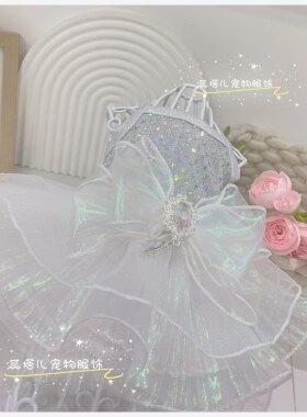 蕊塔儿狗狗衣服约克夏马尔济斯宠物亮片夏装新款人鱼姬吊带连衣裙