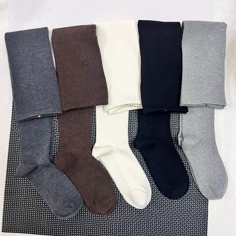 2025秋冬新款袜子女简约百搭纯色显瘦压力袜高弹运动过膝袜高筒袜