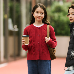 童装女童souffle yarn舒芙蕾开衫长袖毛衣外套新款478173