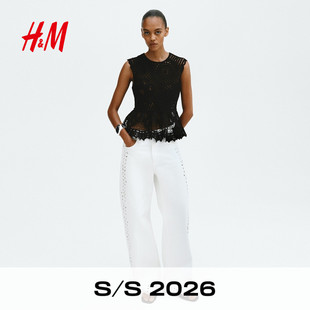 仿钩编裙式 女装 下摆上衣1340523 新款 HM2026春季