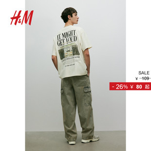 女装 印花短袖 T恤2025冬季 休闲休闲宽松美式 上衣1034065 新款 HM男装