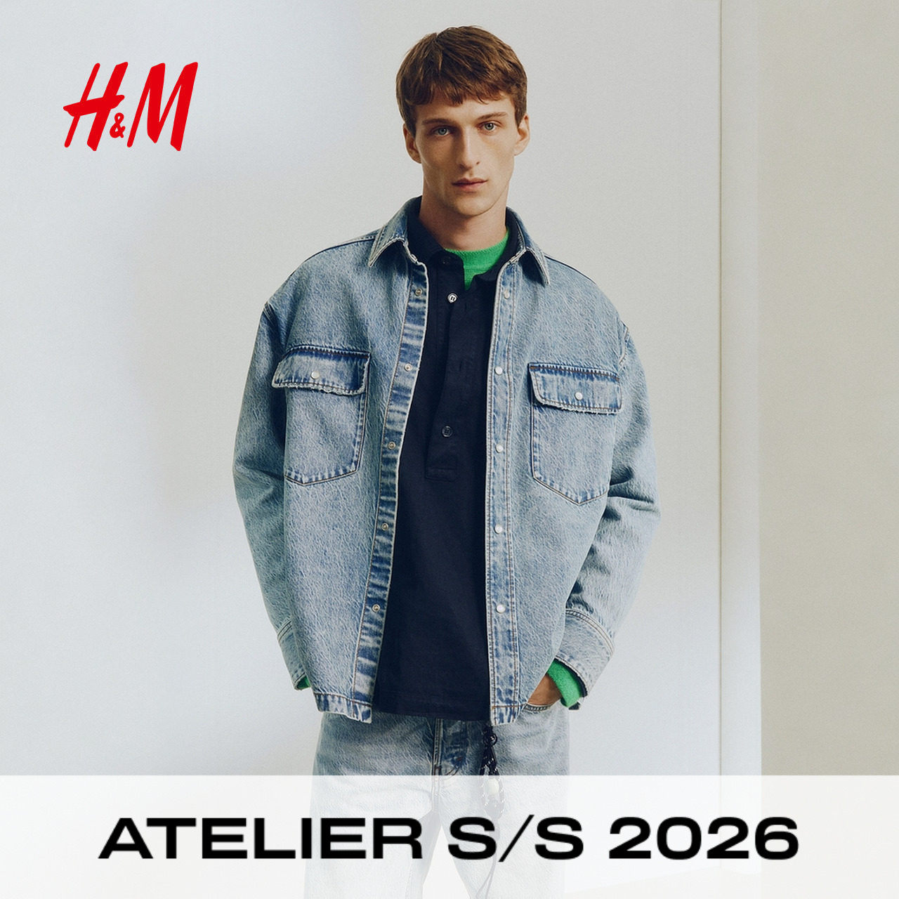 【Atelier】HM男装牛仔衬衫春季新款时尚标准版型牛仔衬衫1340138