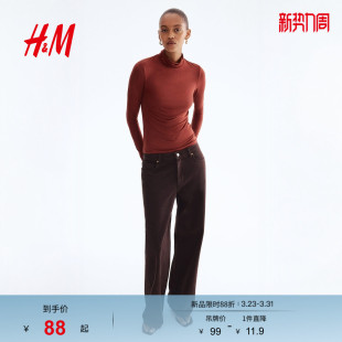 粘纤圆高领上衣1306443 女装 HM女装 T恤春季