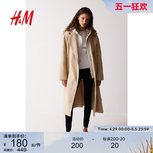 hm女装毛呢外套2023冬季保暖时尚