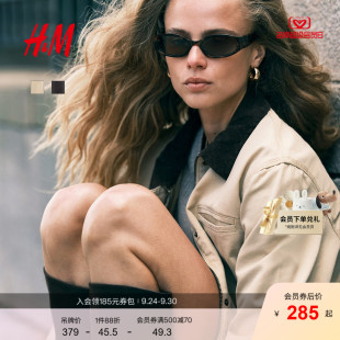 復古風工裝 拼接領外套短夾克1298255 短外套2025秋鹽系美式 HM女裝