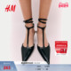 冬季 晚宴高跟露跟鞋 T字带时尚 HM女鞋 细带凉鞋 1291778