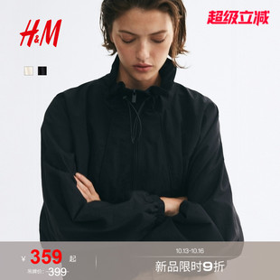HM女装短外套短款长袖气质宽松哈灵顿夹克运动感短上衣1366523