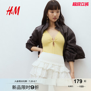 HM女装 波嬉风穿搭印花分层迷你半身裙1277381 半身裙2025秋季 新款