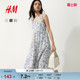 印花吊带碎花裙1287798 小碎花连衣裙方领法式 HM女装 连衣裙夏季