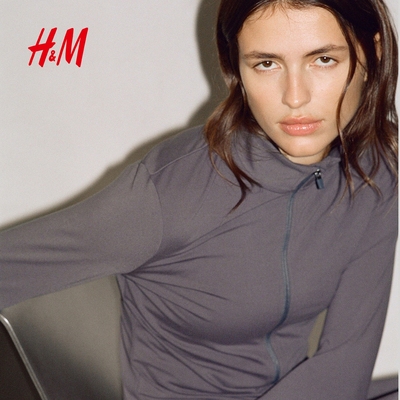 【H&M MOVE SoftMove™】女装运动外套冬季拉链瑜伽外套1243210