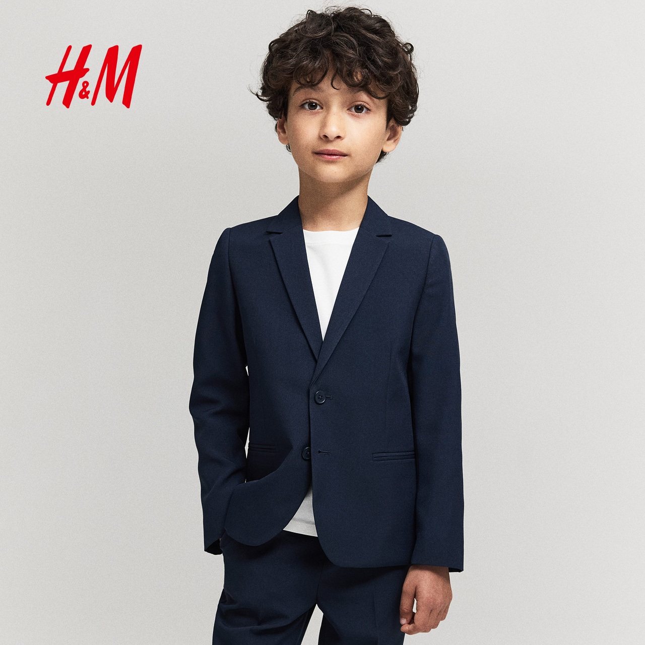 HM童装儿童男童外套秋英伦风垫肩西装单排扣宽松派对礼服0718908