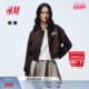 HM女装 新年系列 短外套刺绣设计拉链学院风飞行员夹克1323890
