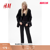 中腰潮流设计简约长裤 HM女装 时尚 直筒复古牛仔裤 1237438 牛仔裤