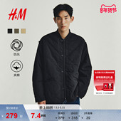 冬装 HM男装 棉衣冬季 绗缝尼龙休闲宽松户外外套1300942