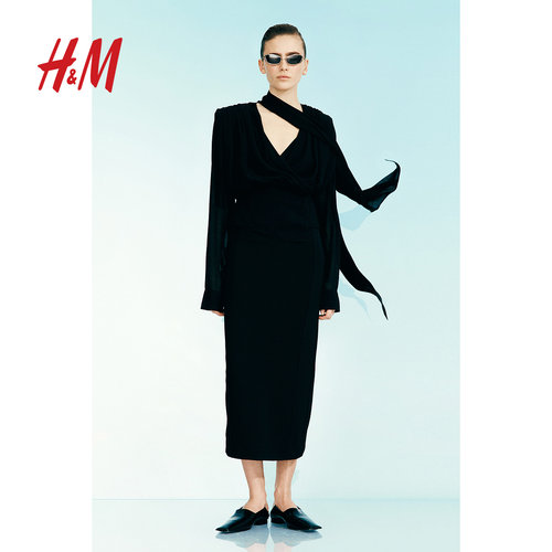 H&MStudio S/S女装衬衫夏季优雅垂褶雪纺上衣1270910 - 封面