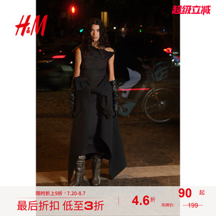 收腰扭结单肩礼服裙1265423 斜肩型修身 HM女装 背心吊带连衣裙夏季
