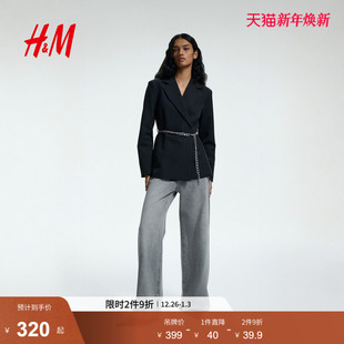 配腰带通勤职业休闲外套正装 HM女装 新款 2025冬季 1303456 西装