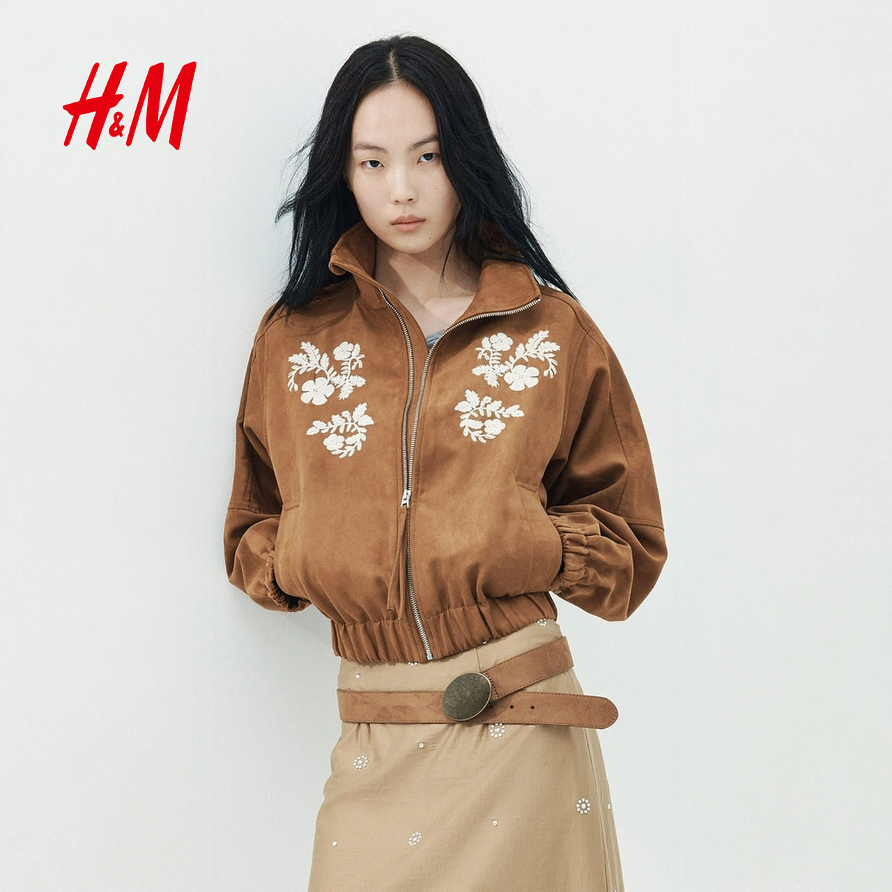 HM女装短外套2026秋季新款气质飞行员哈灵顿夹克加绒上衣1361732