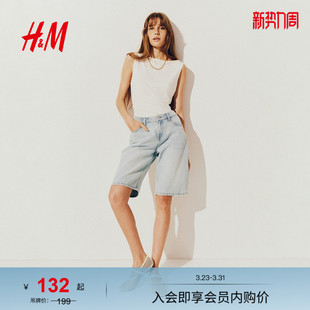 牛仔裤 短裤 春季 风五分牛仔裤 1266262 百慕大中腰直筒美式 HM女装