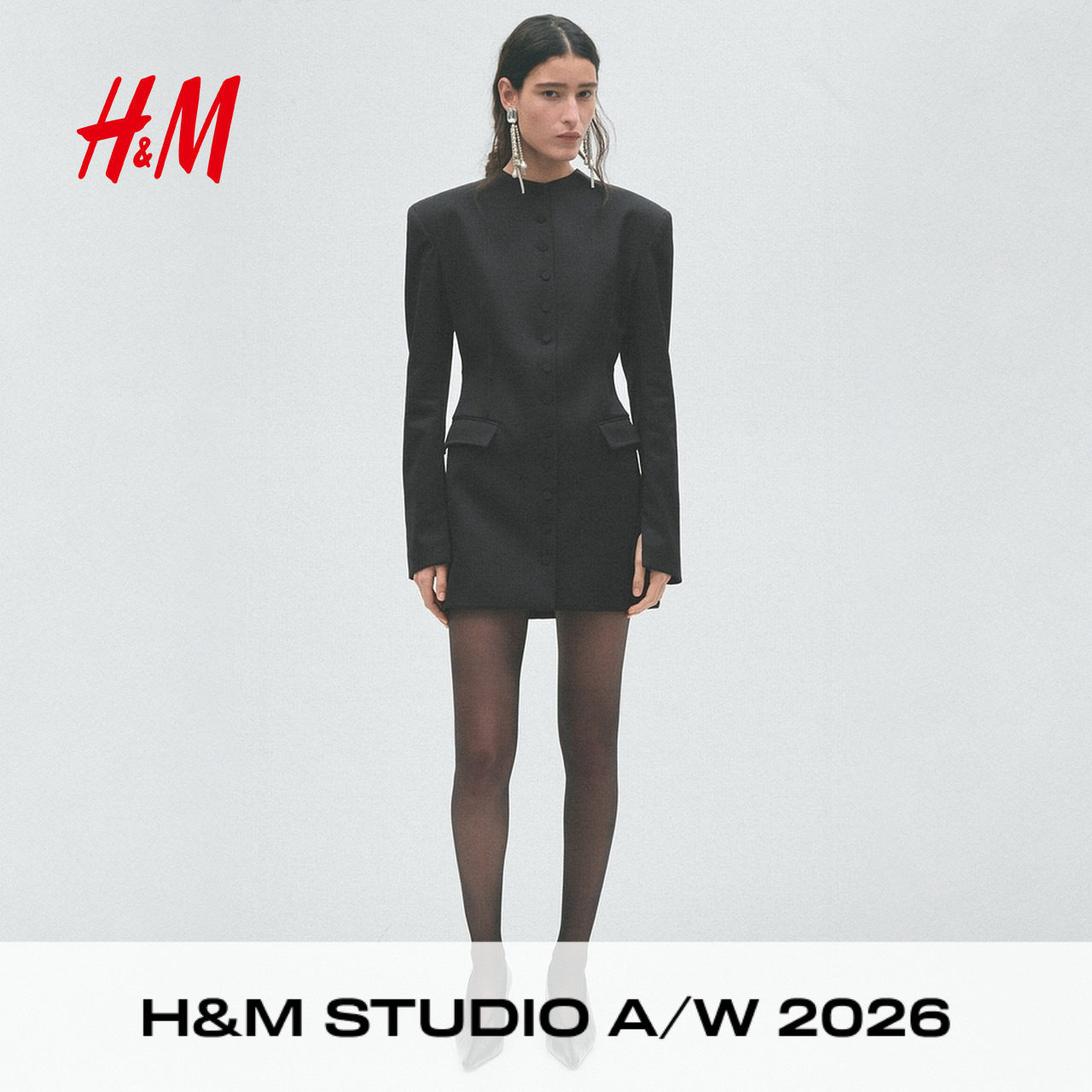 【H&M STUDIO AW】女装连衣裙2026秋季新款带垫肩时尚裙子1356520