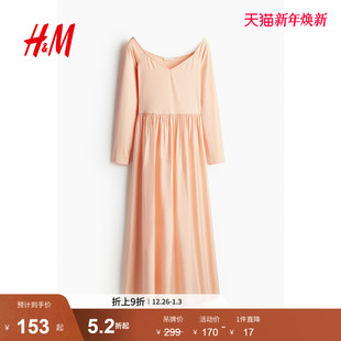 露肩连衣裙1239793 女装 HM2025冬季 新款