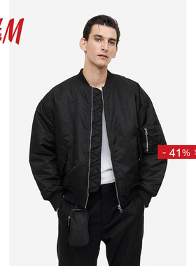 HM男装女装外套冬季时尚休闲服男宽松长袖上衣飞行员夹克1160975