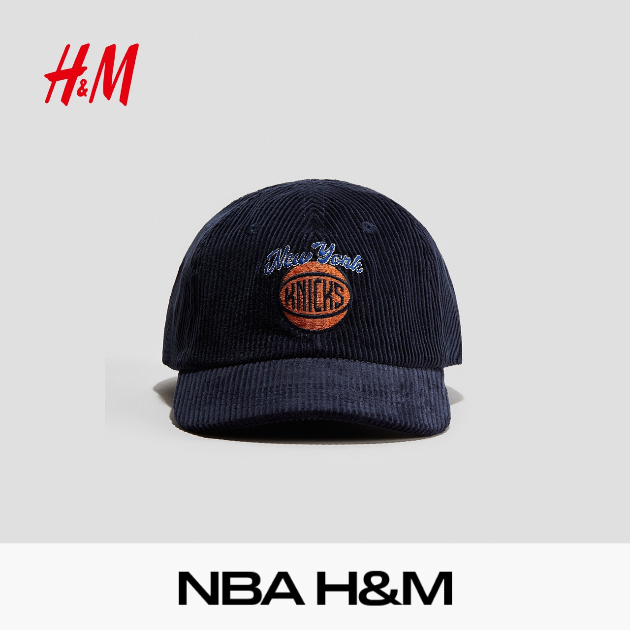 【NBA】HM童装儿童男童女童帽子秋季刺绣设计灯芯绒鸭舌帽1305024