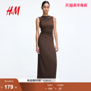 晚礼服圆领修身 褶皱迷笛裙无袖 裙1268130 连衣裙2025冬新款 HM女装