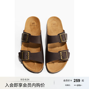 凉鞋 新款 HM男士 2025秋季 1266835 搭扣牛皮革时尚 平底皮质休闲凉鞋