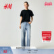 HM女装 0963662 上衣内搭打底衫 T恤春季 简约休闲雾霾色系圆领短袖