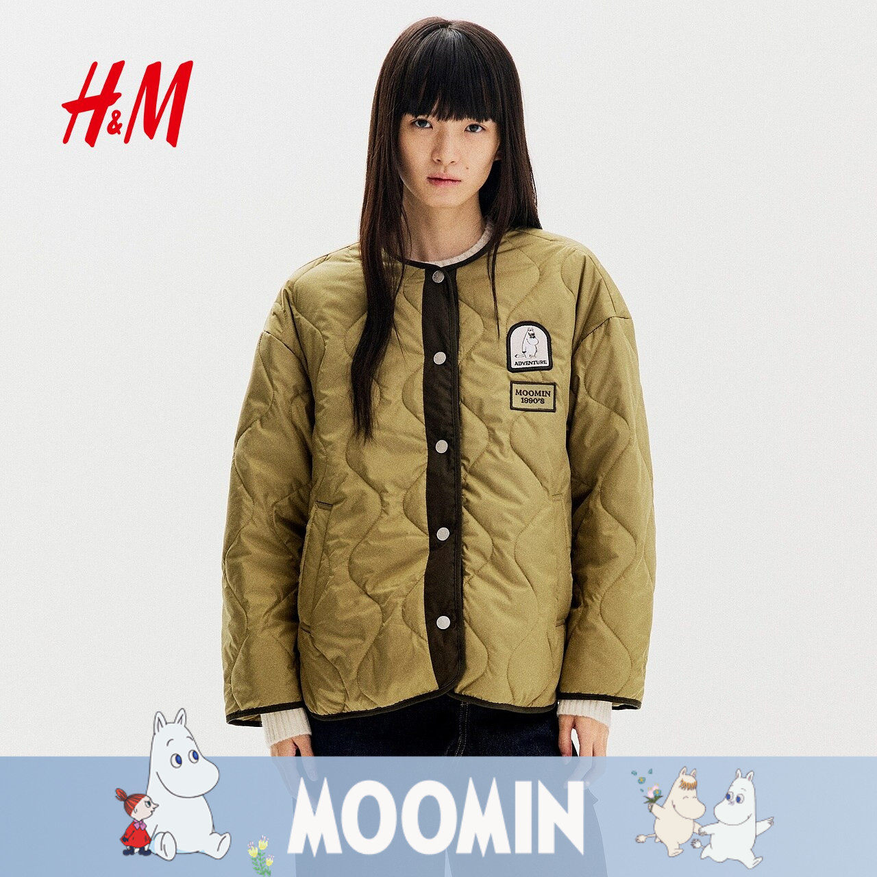 【MOOMIN姆明联名系列】HM女装棉衣2026新款贴片装饰外套1369784