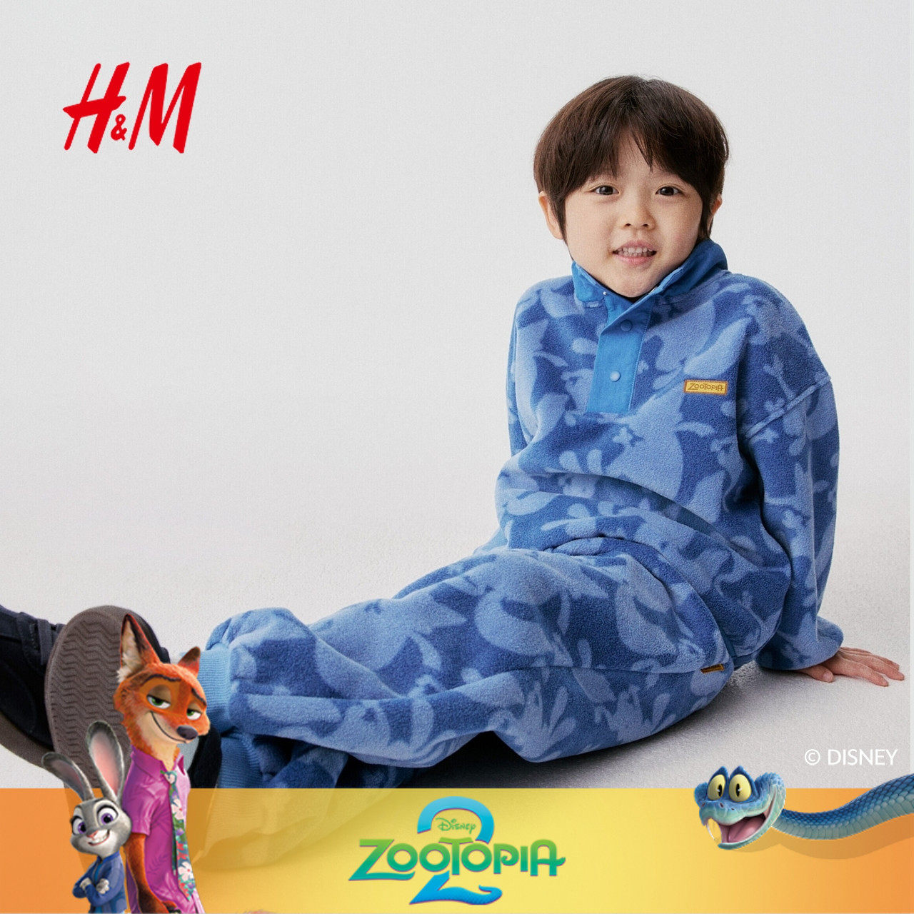 【疯狂动物城联名】HM童装儿童男童女童裤子印花抓绒长裤13181